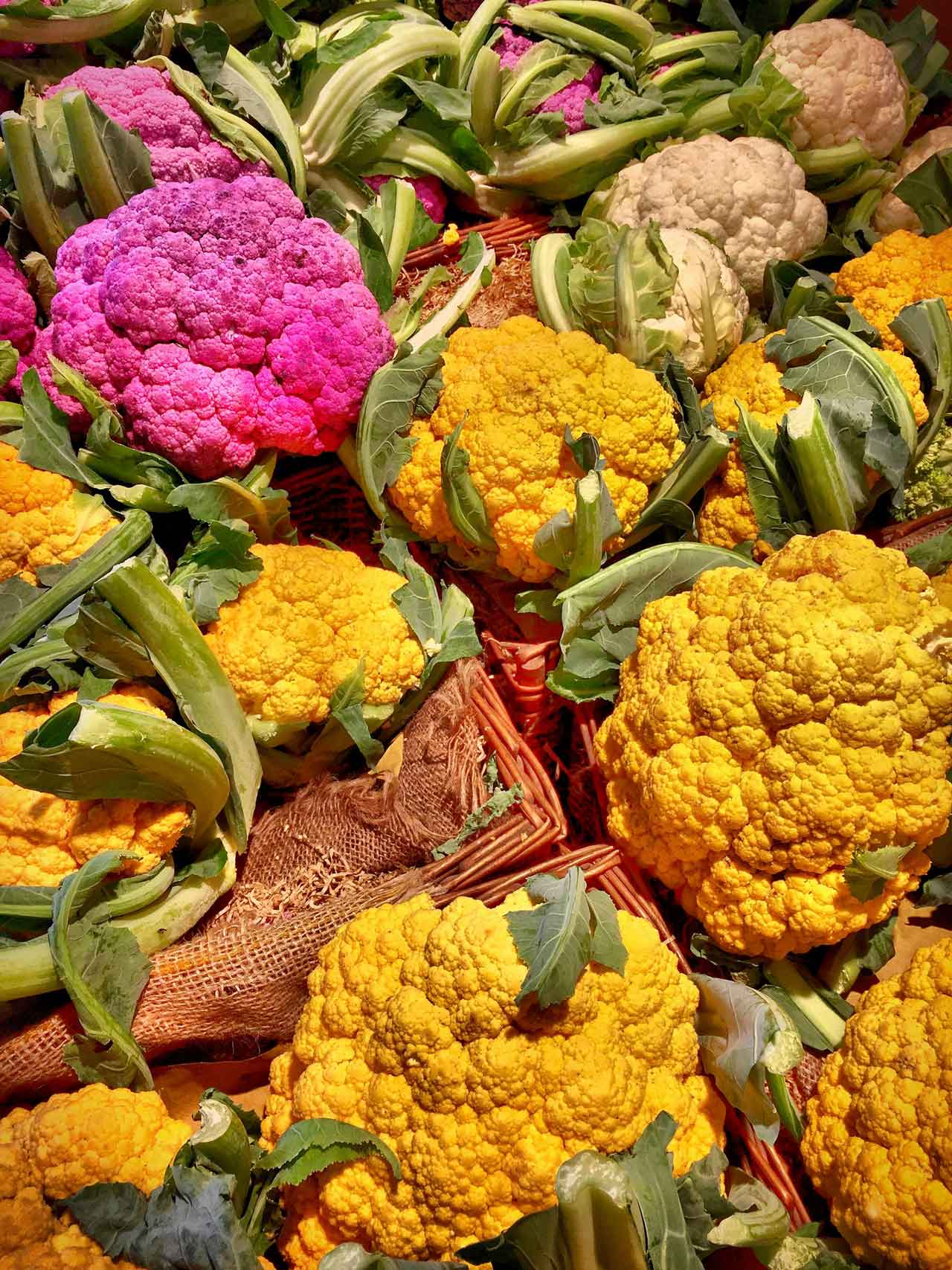 yellow and pink cauliflower